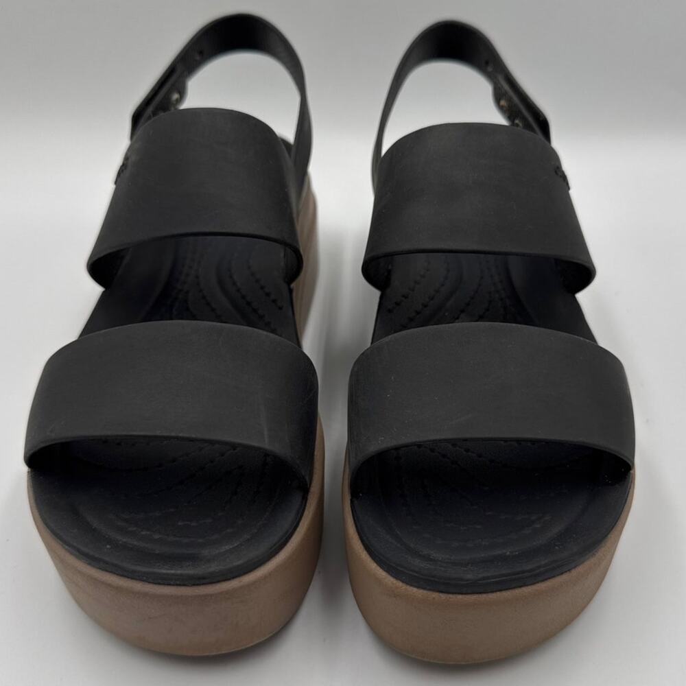 Crocs Brooklyn Sandal Womens 6 Wedge LiteRide Platform Shoe Black Tan Whimsigoth